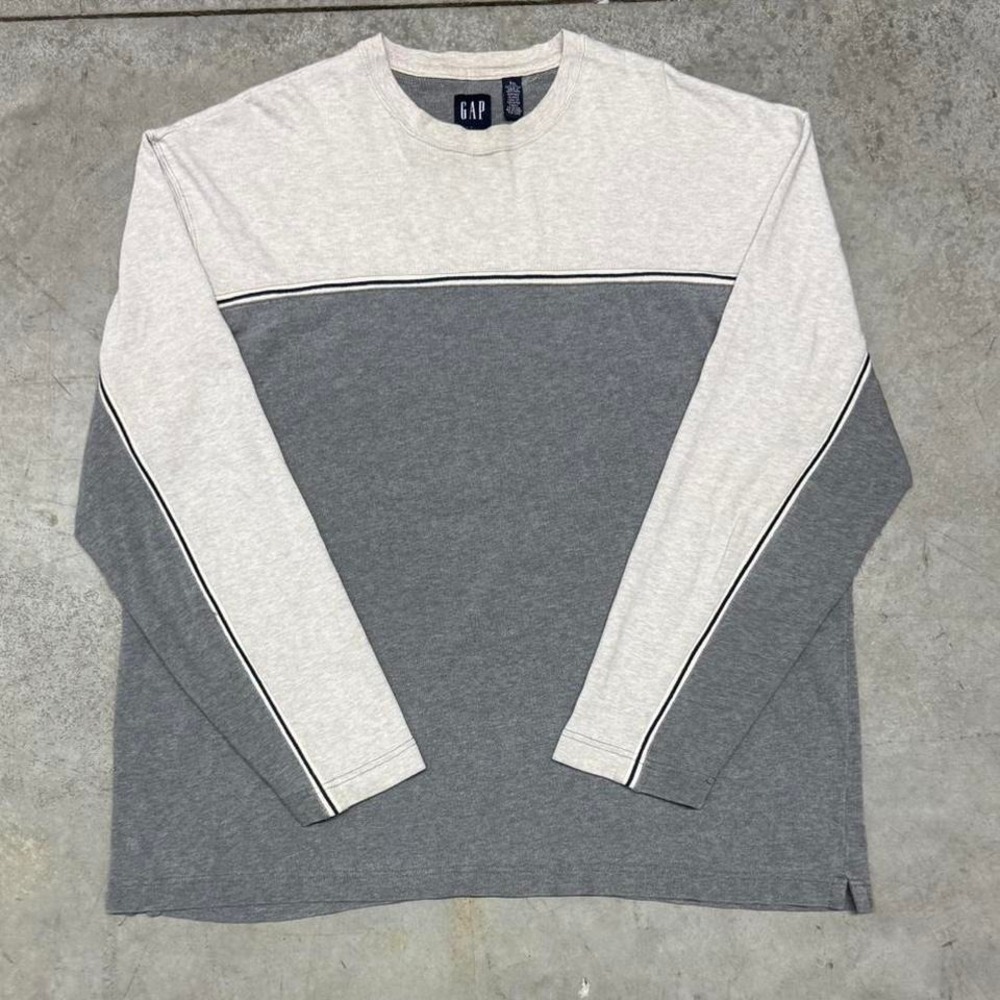 Gap Textured Vintage 90s Men's Essentials Long Sleeve Two Tone Shirt Sz XXL